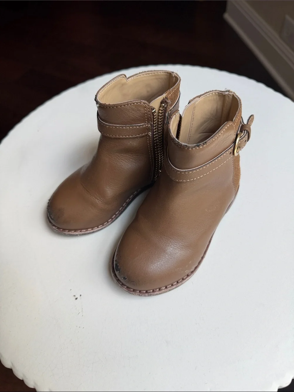 Janie & Jack Brown Chelsea Ankle Booties with Zipper - Size 6